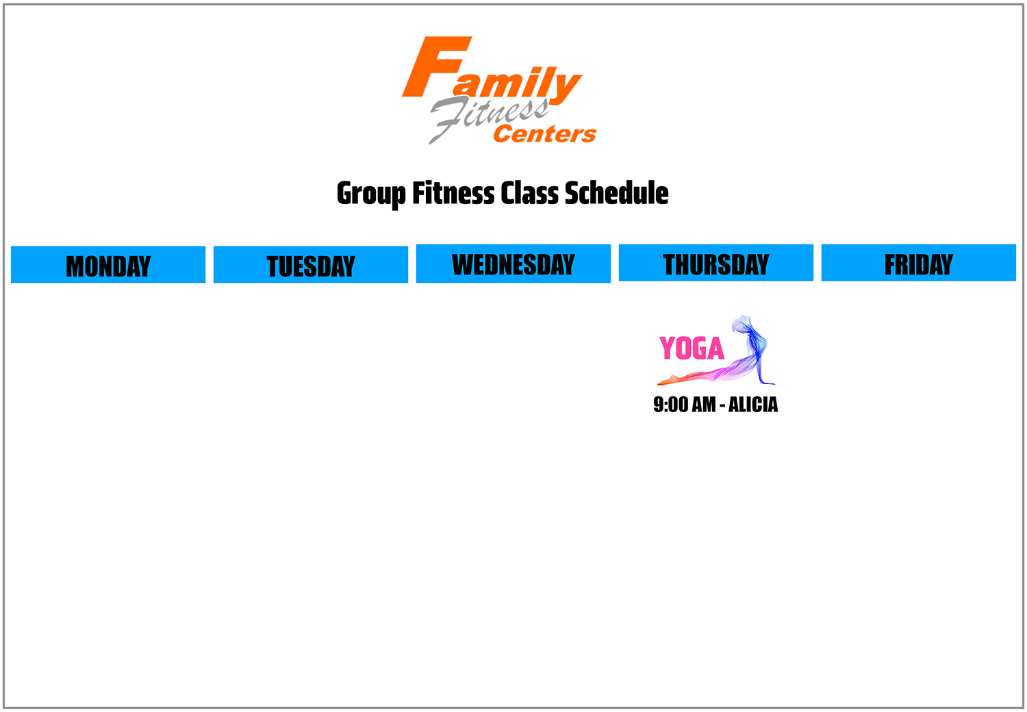 Family Fitness Alpine Group Fitness Class Schedule
